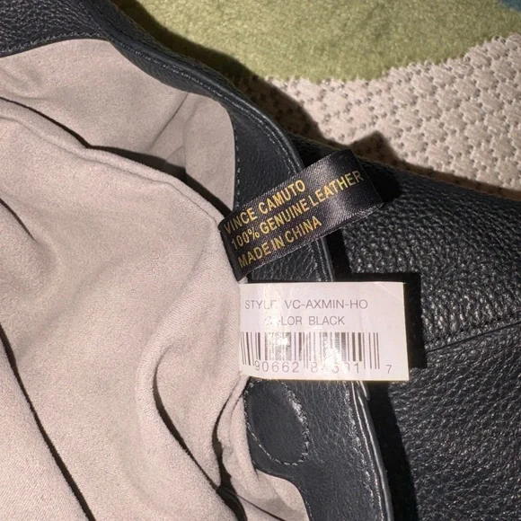 Vince Camuto Axmin Black Pebbled Leather Hobo Bag - Picture 7 of 8